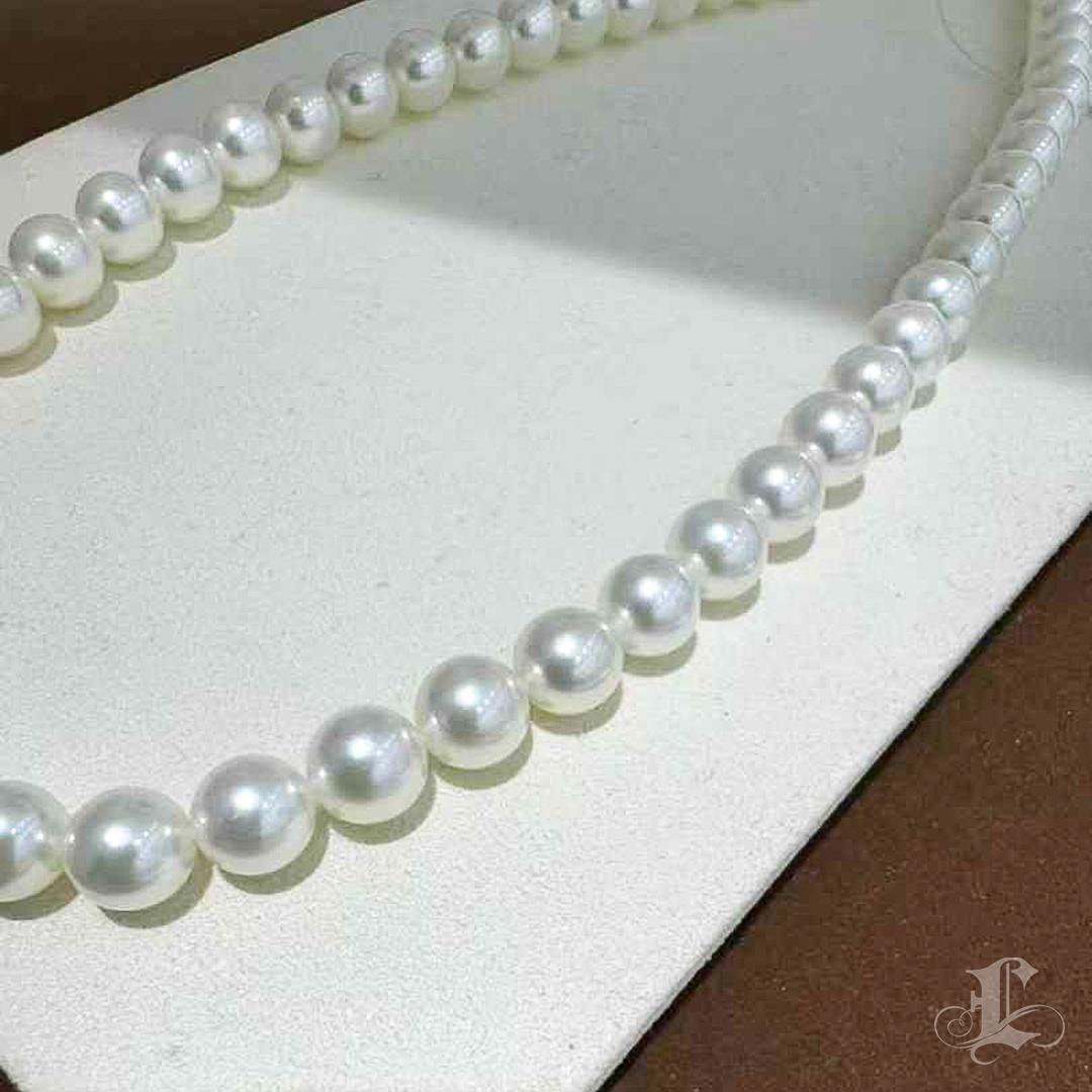 PSL Hanadama 7.5–8mm Aurora Akoya Pearl Classic Strand Necklace For Sale 5