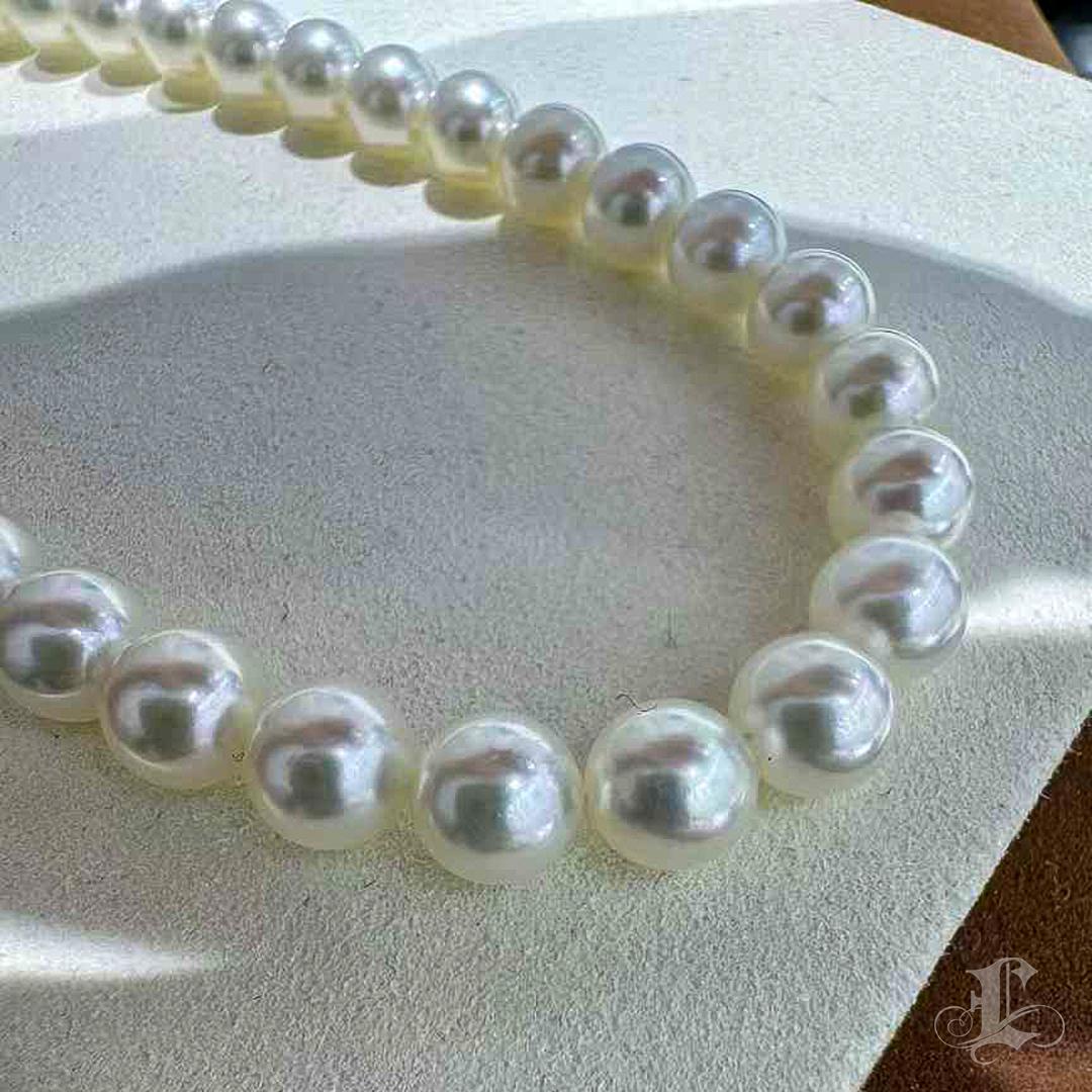 PSL Hanadama 7.5–8mm Aurora Akoya Pearl Classic Strand Necklace In New Condition For Sale In New York, NY