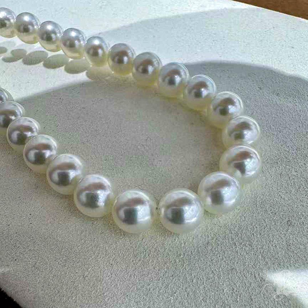 PSL Hanadama 7.5–8mm Aurora Akoya Pearl Classic Strand Necklace For Sale 3