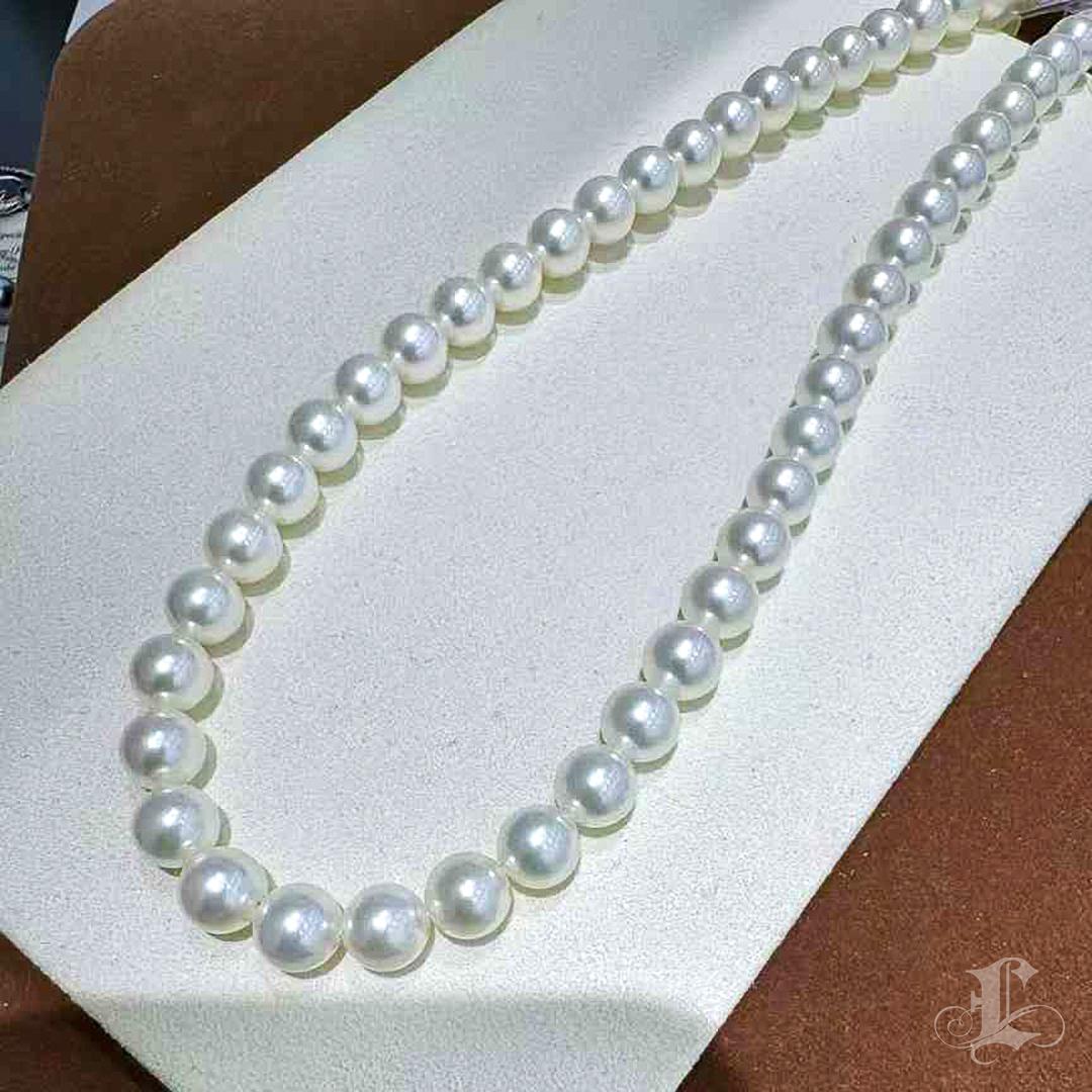 PSL Hanadama 7.5–8mm Aurora Akoya Pearl Classic Strand Necklace For Sale 4