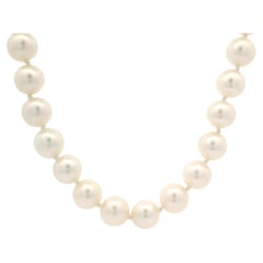 7.5-8mm Pearl Strand Necklace w/ 14k Gold Reversible Sapphire Clasp