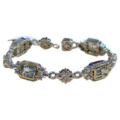  7.5" Bracelet Timeless Elegance Sterling Silver Bracelet light Blue Quartz & CZ