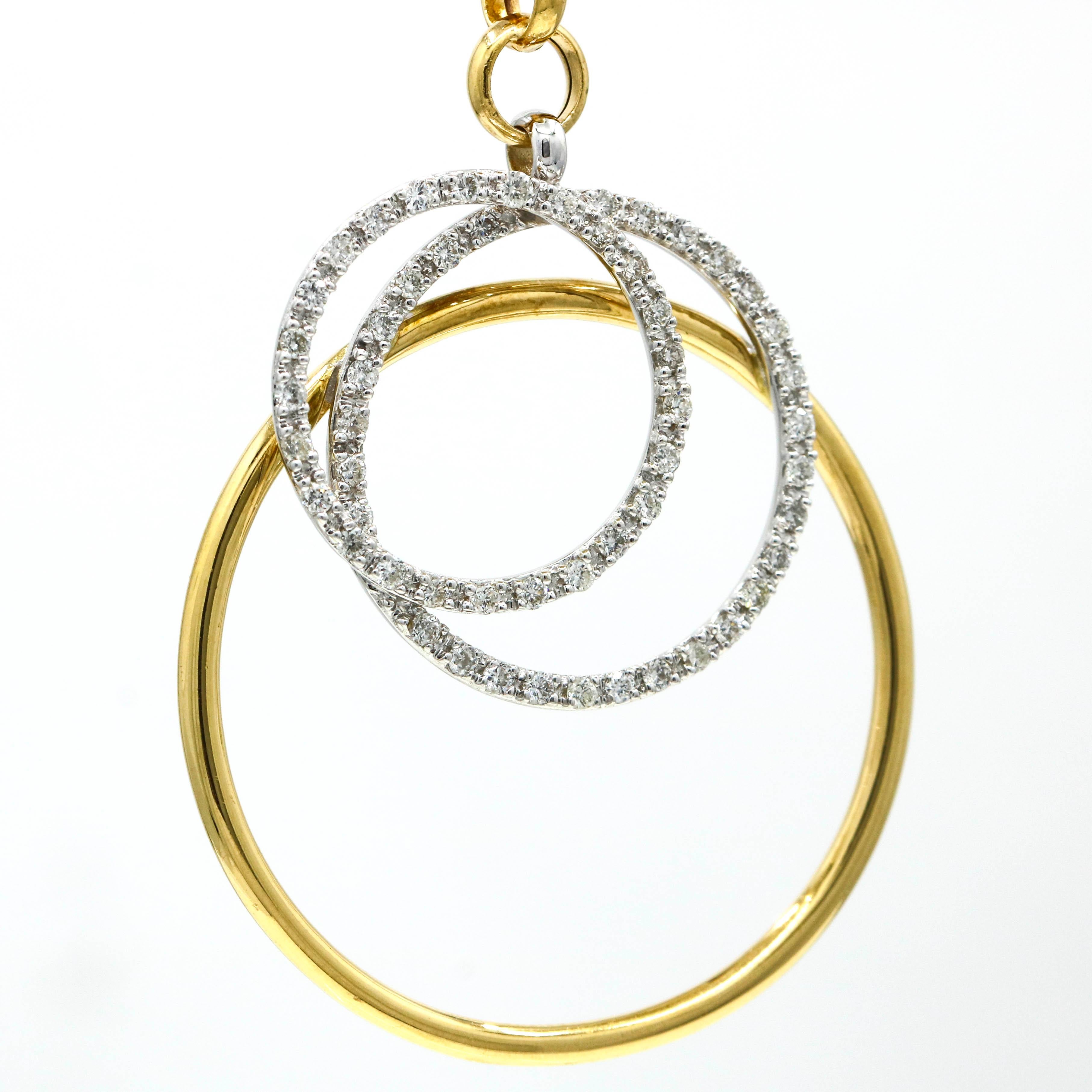 Round Cut .75 Carat 18 Karat Yellow Gold Diamond Pendant Necklace For Sale