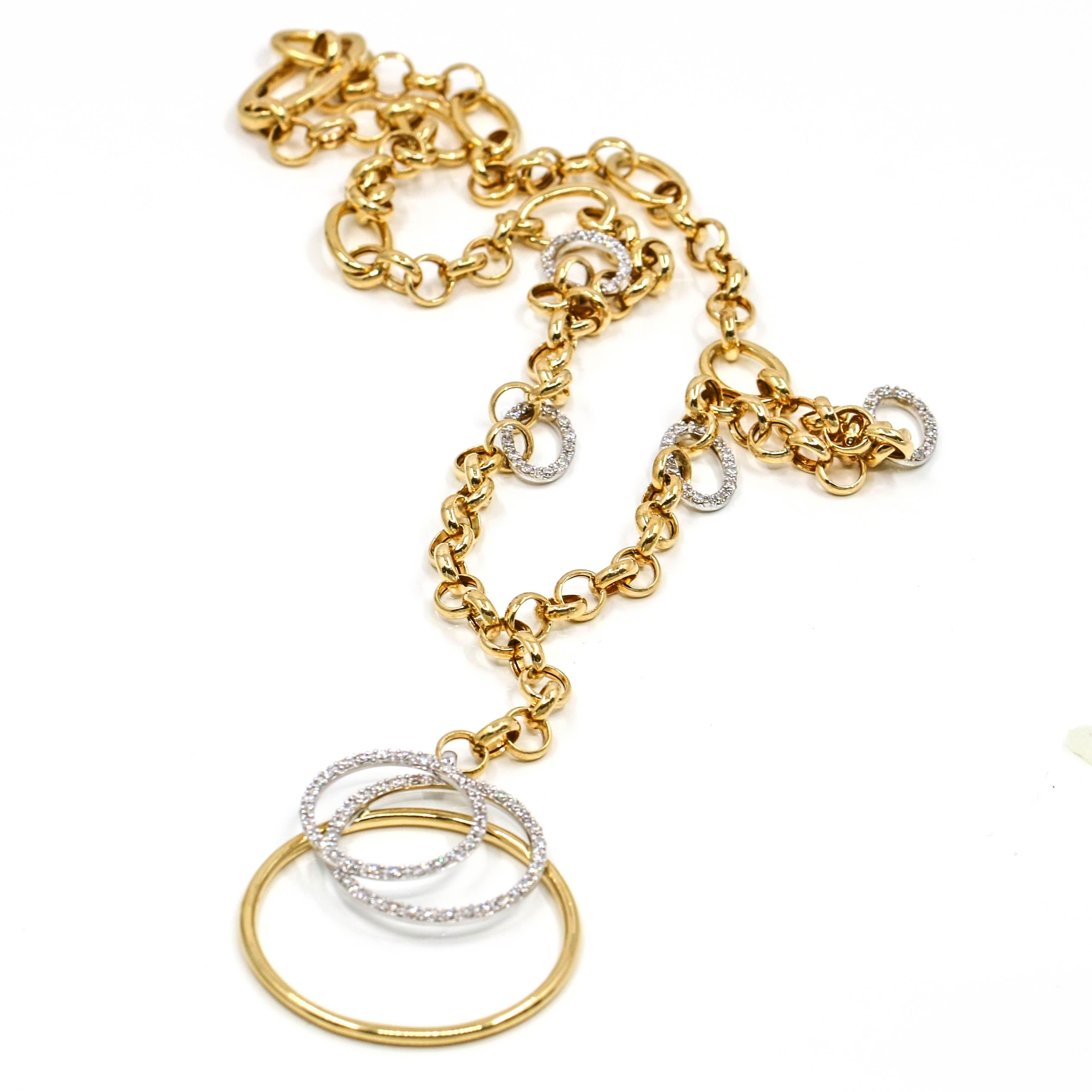 Women's .75 Carat 18 Karat Yellow Gold Diamond Pendant Necklace For Sale