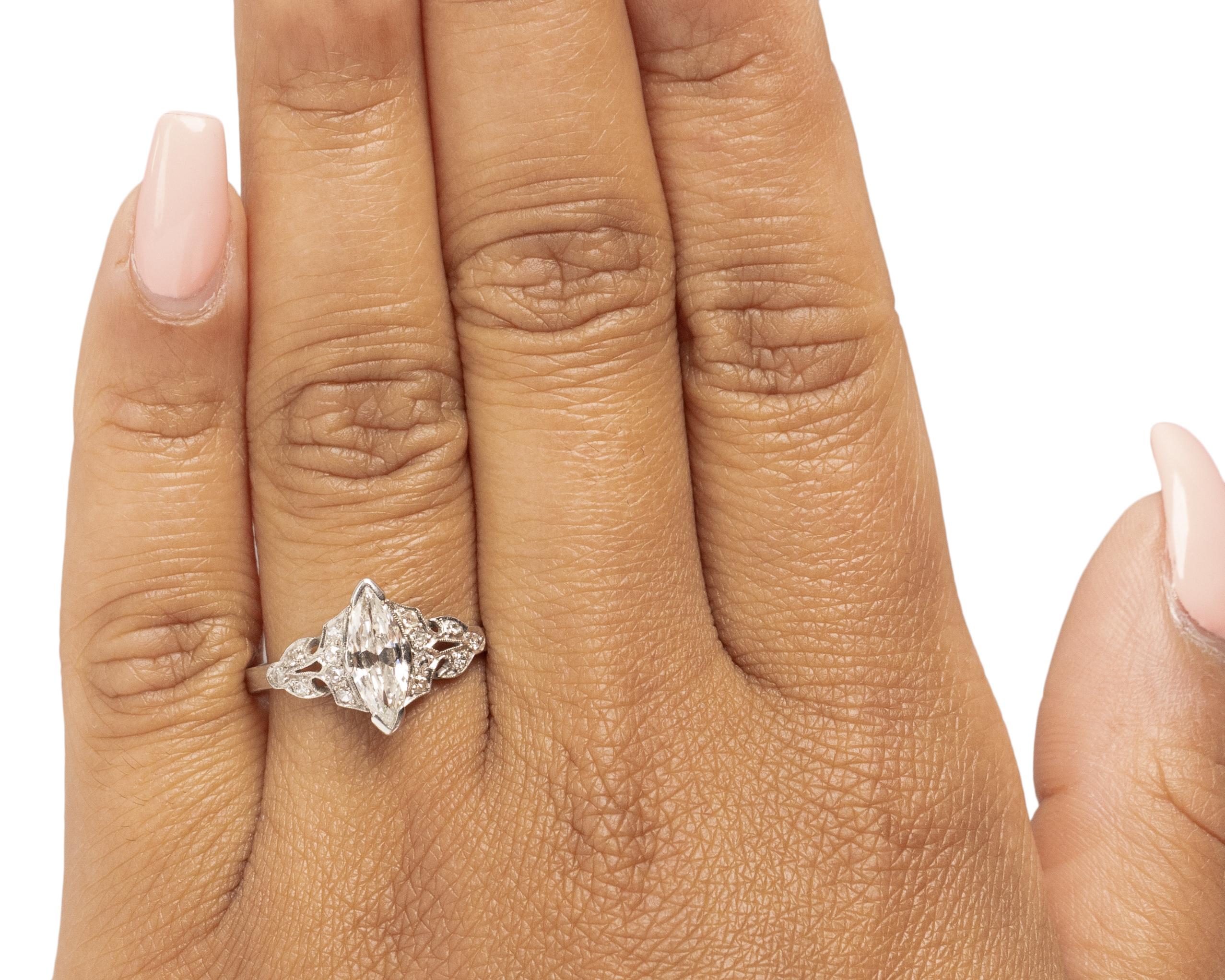Women's .75 Carat Art Deco Diamond Platinum Engagement Ring For Sale