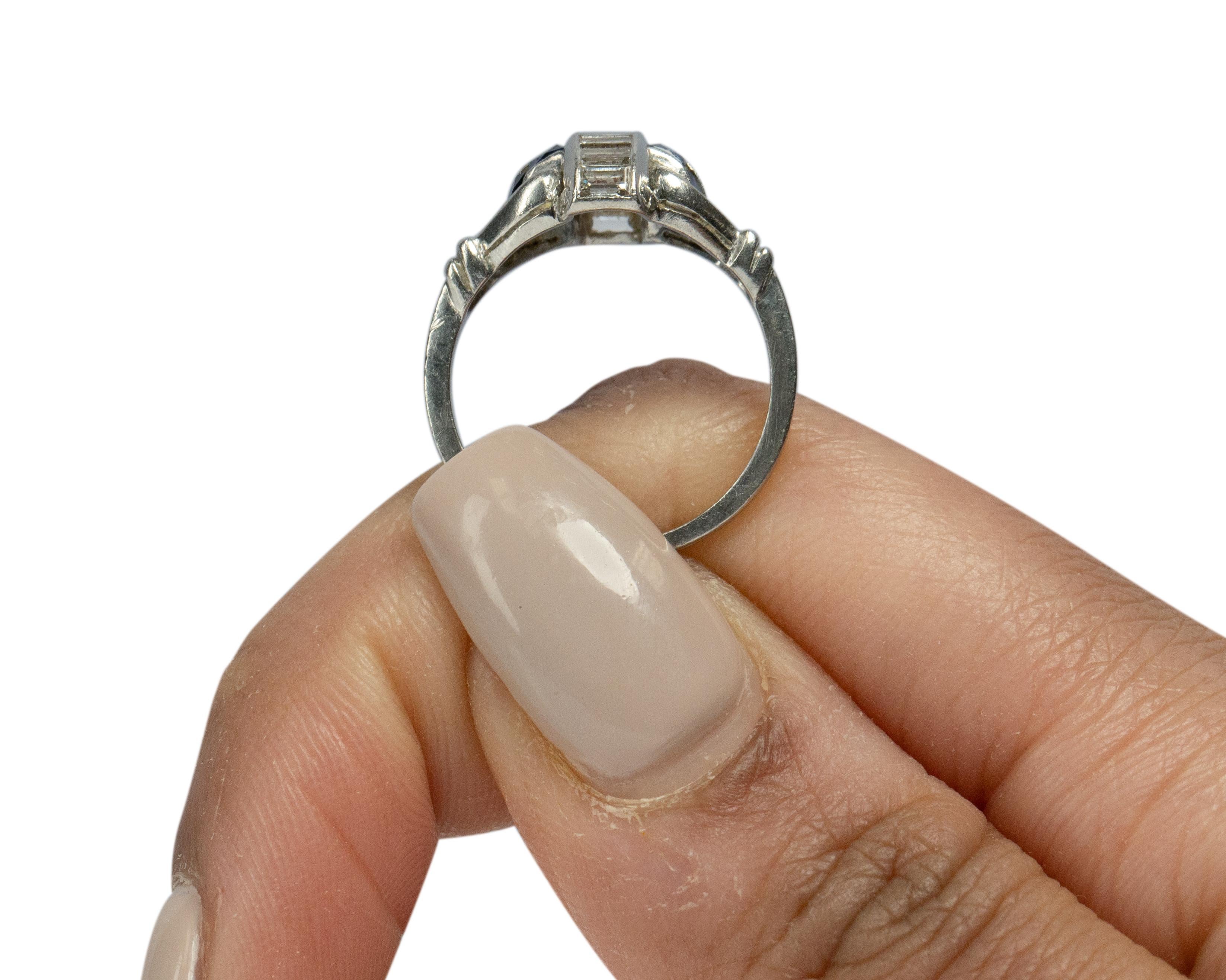 .75 Carat Art Deco Diamond Platinum Engagement Ring For Sale 3
