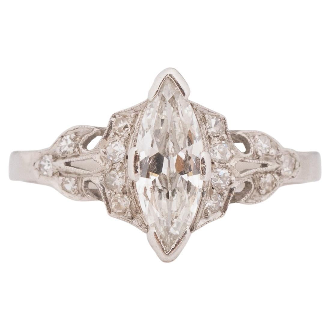 .75 Carat Art Deco Diamond Platinum Engagement Ring For Sale