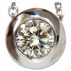 .75 Carat Bezel Round Diamond Necklace Solitaire A+