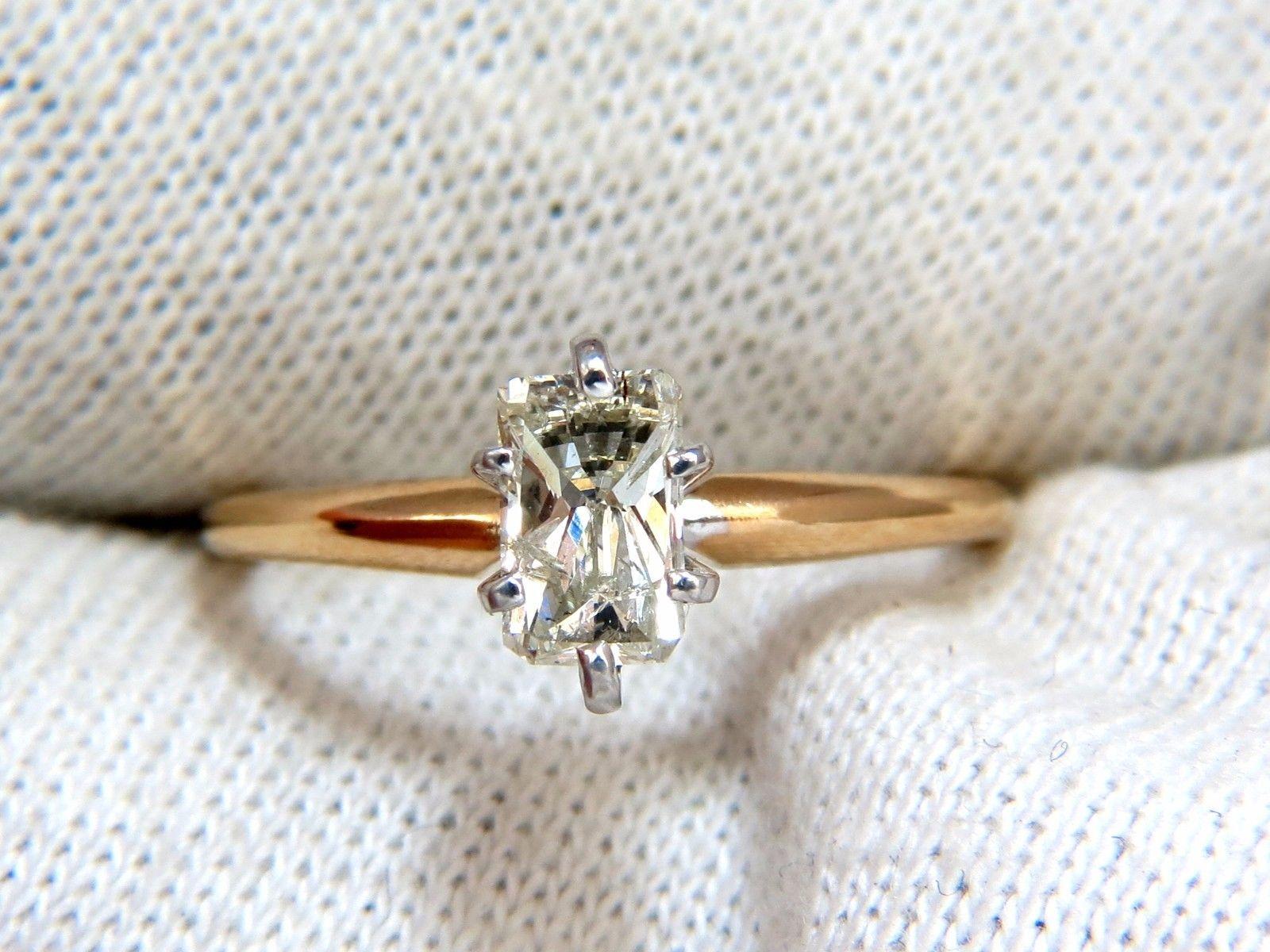 .75 Carat Classic Raised Solitaire Longer Radiant Cut Diamond Ring 14 Karat In New Condition In New York, NY
