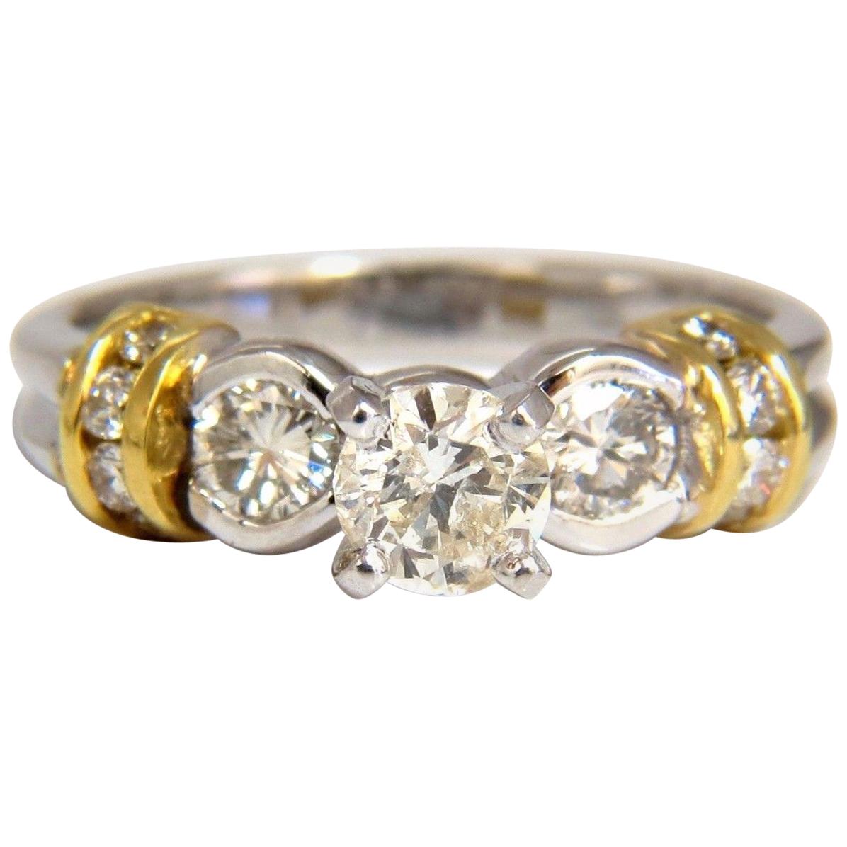 .75 Carat Classic Traditional Diamond Ring 14 Karat Golden Shoulders For Sale