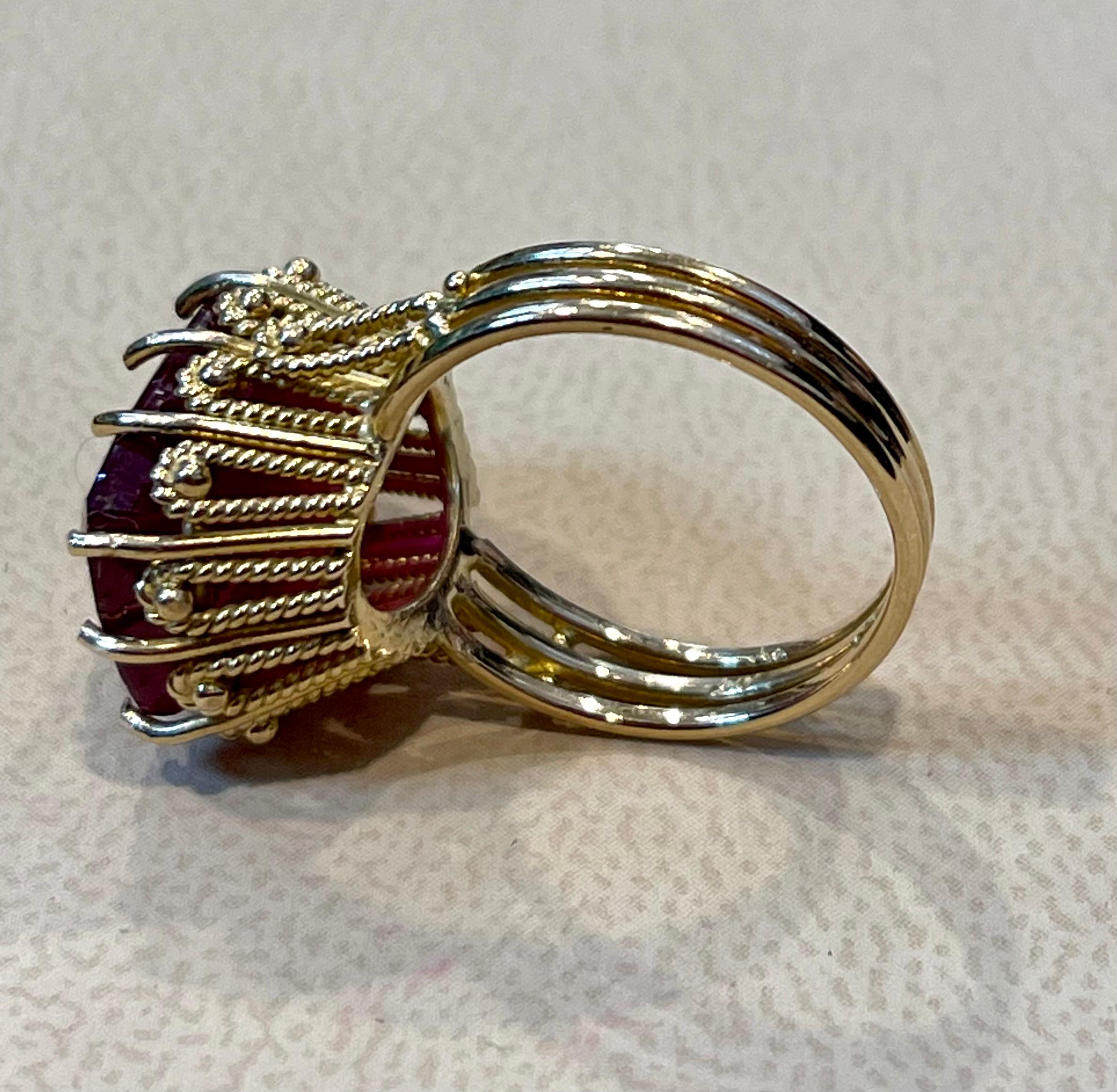 Anillo de oro amarillo de 14 quilates con rubí tratado en forma de cojín de 7,5 quilates en venta 6