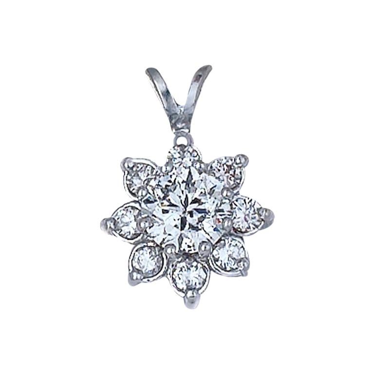 Starburst, Quality Halo .75 Carat Diamond F-G Color, Pendant
