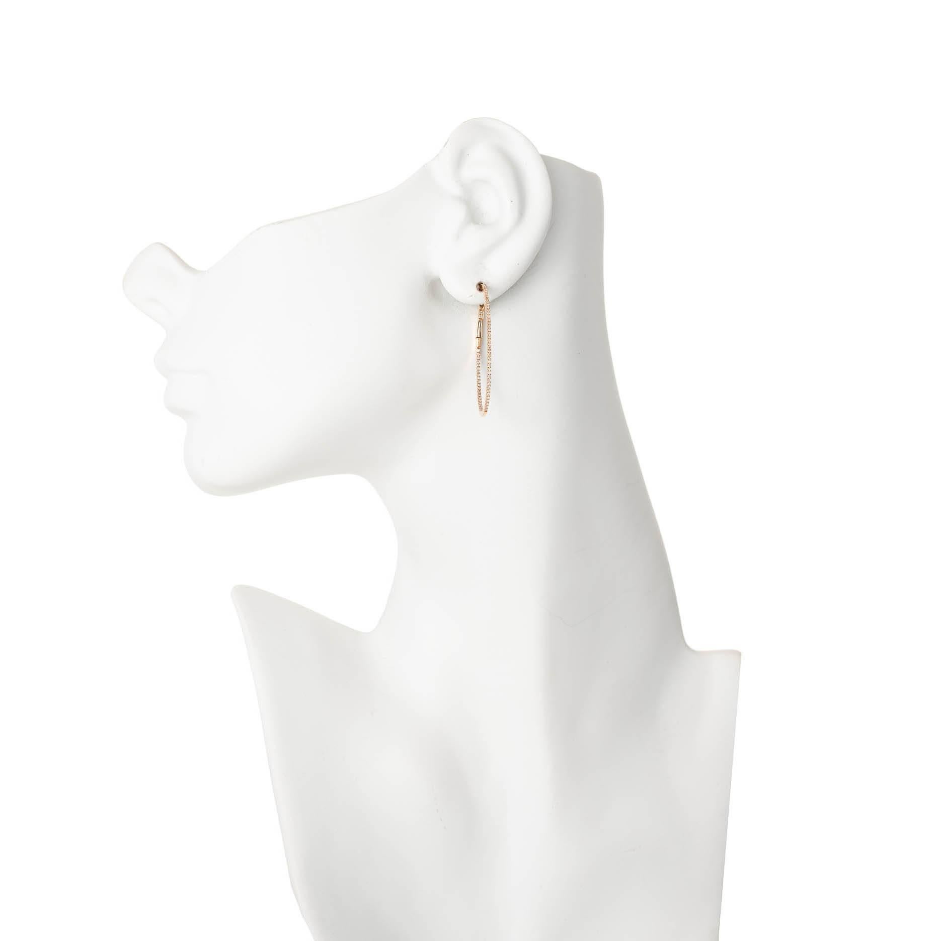 Women's .75 Carat Diamond Oval Hoop Rose Gold Earrings