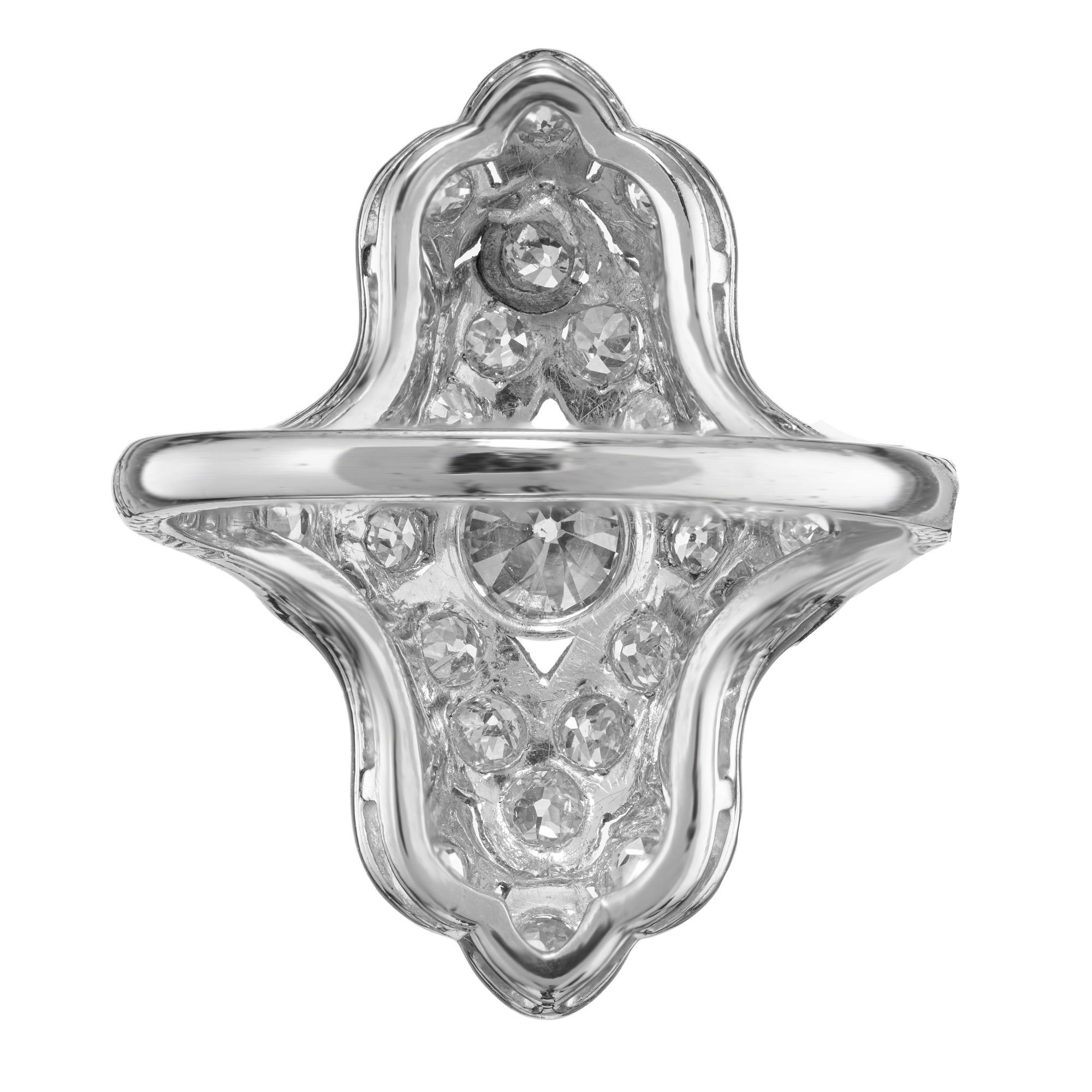 .75 Carat Diamond Platinum Art Deco Cocktail Dinner Ring In Good Condition For Sale In Stamford, CT