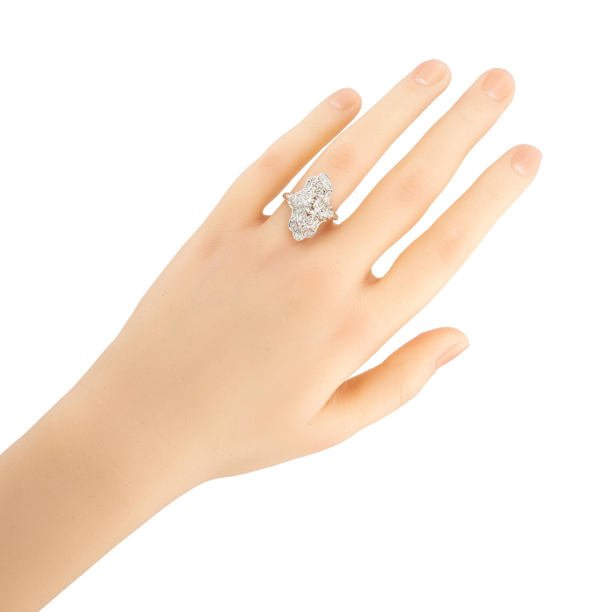 .75 Carat Diamond Platinum Art Deco Cocktail Dinner Ring For Sale 1