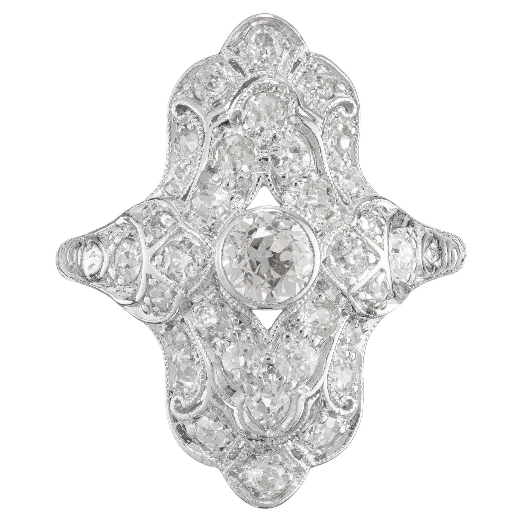 .75 Karat Diamant Platin Art Deco Cocktail Dinner-Ring
