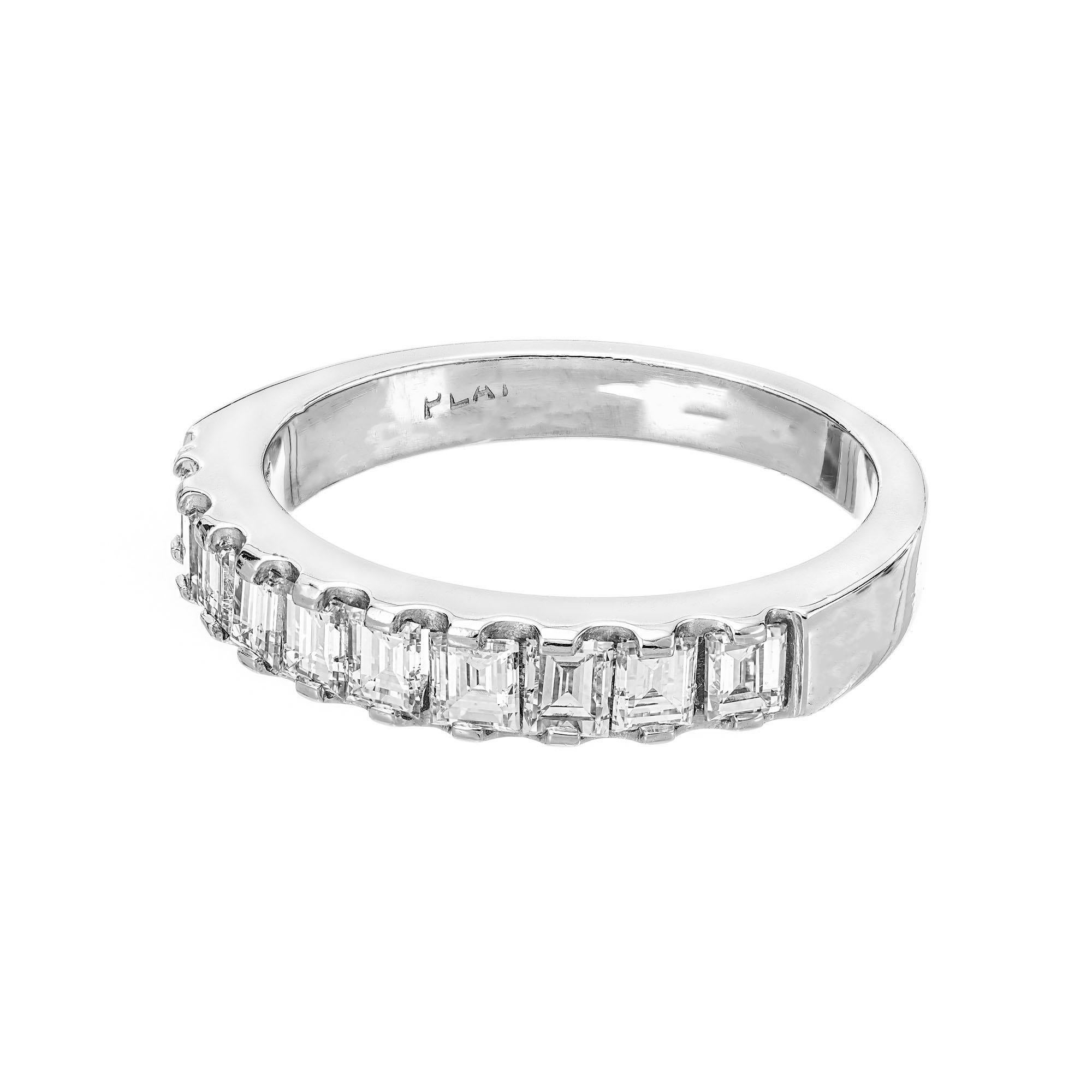Square Cut .75 Carat Diamond Platinum Art Deco Style Wedding Band Ring