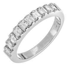 Retro .75 Carat Diamond Platinum Art Deco Style Wedding Band Ring