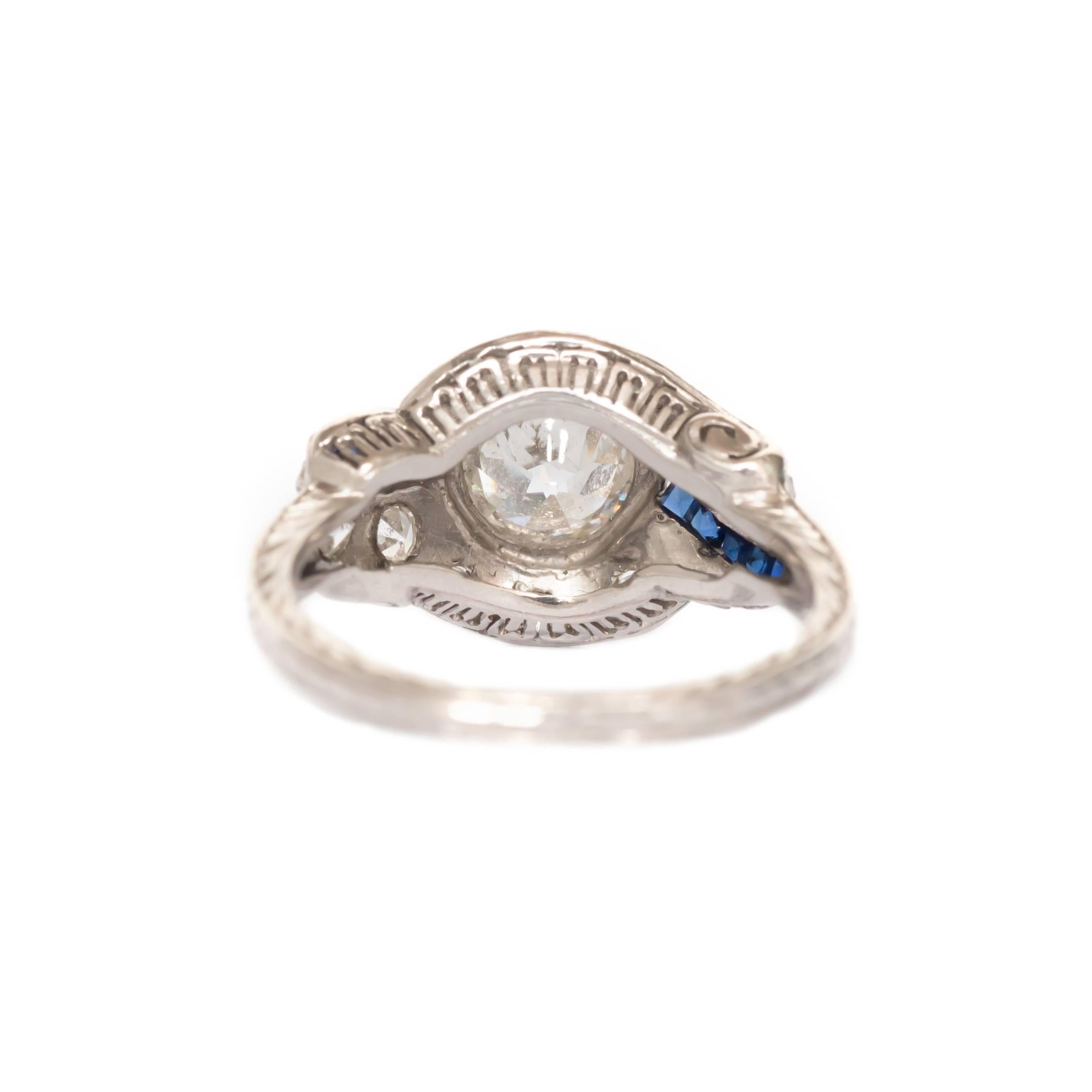 Art Deco .75 Carat Diamond Platinum Diamond Engagement Ring