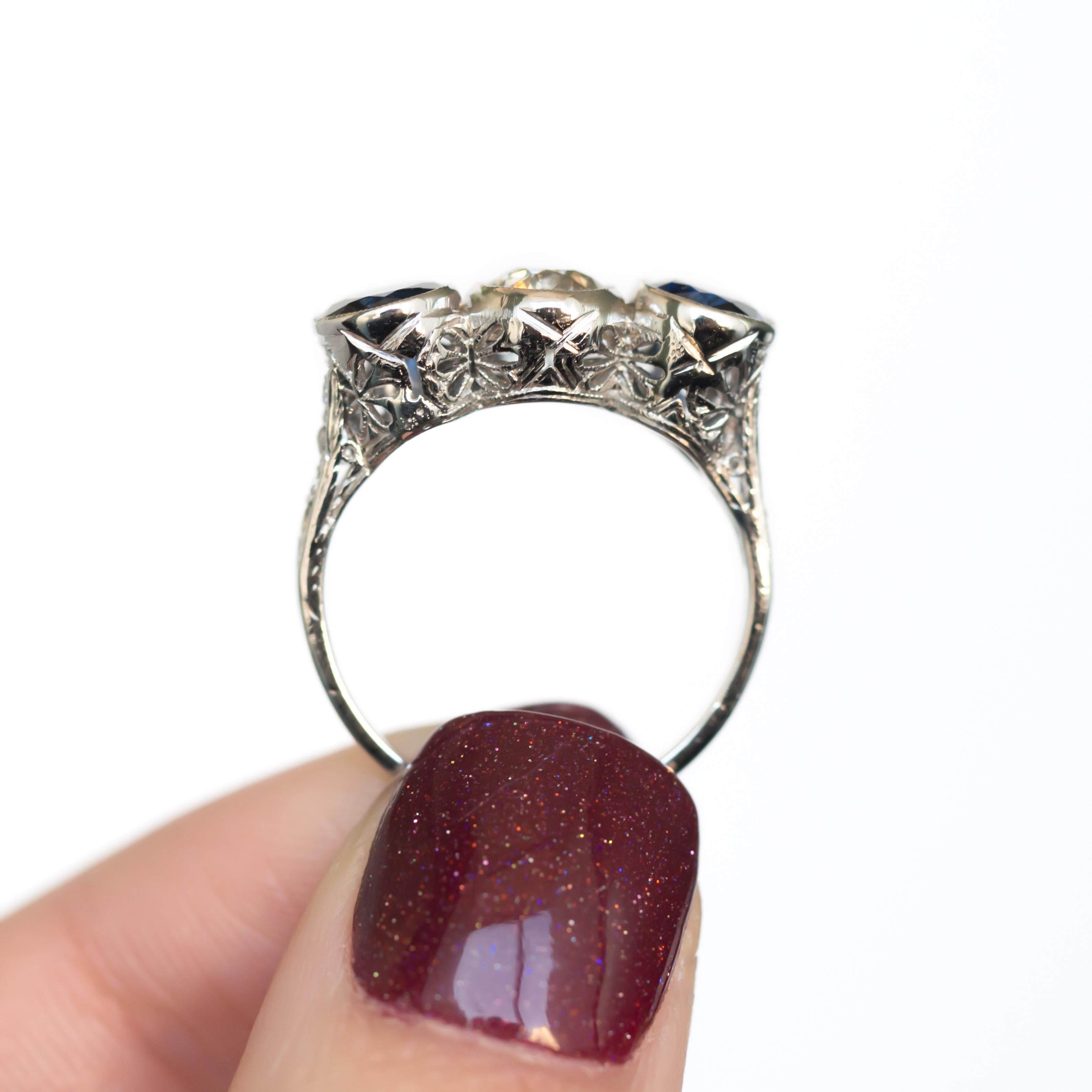 Art Deco .75 Carat Diamond Platinum Engagement Ring For Sale