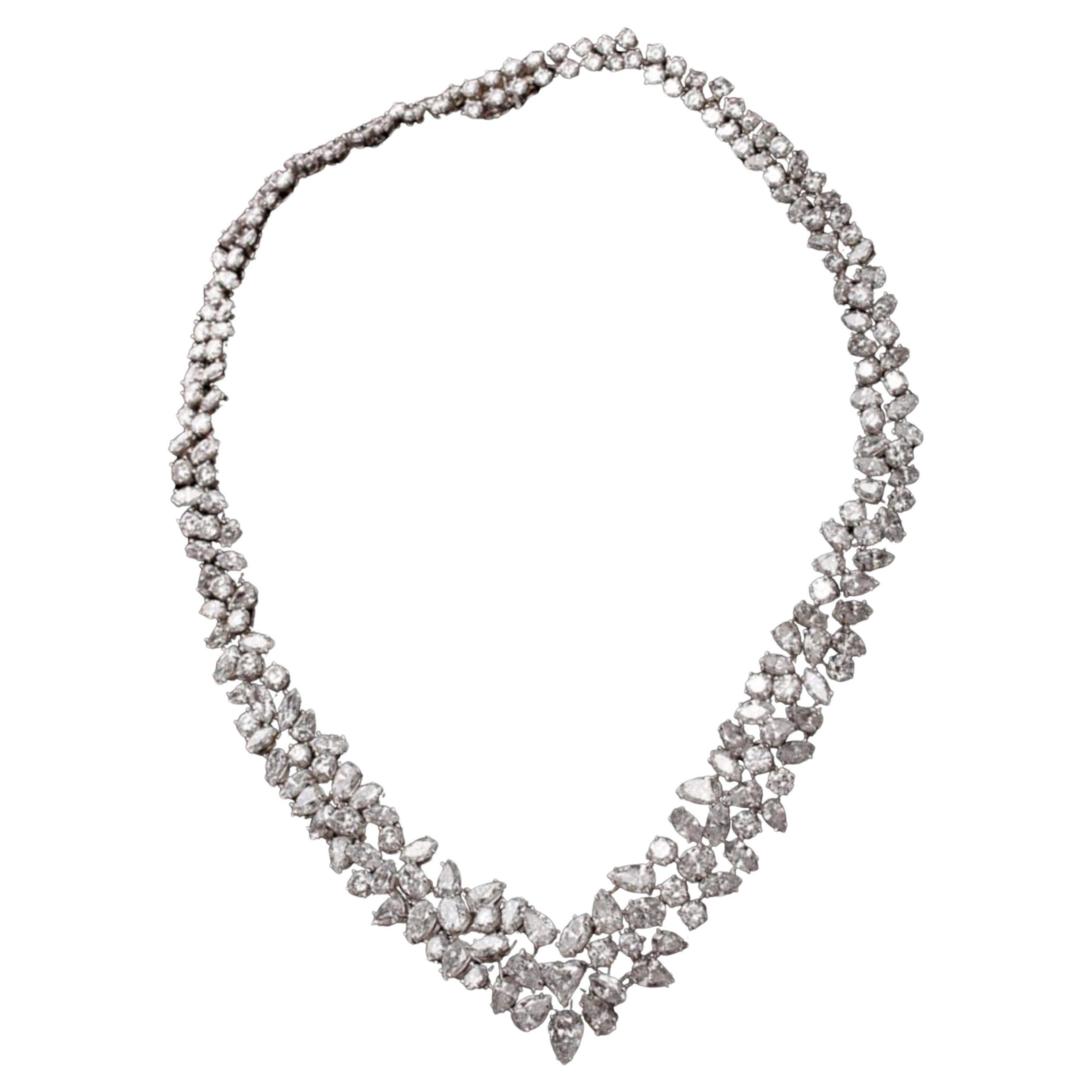 Modern 75 Carat Diamond Platinum Necklace For Sale