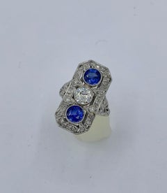 .75 Carat Diamond Sapphire Platinum Wedding Engagement Ring Art Deco Antique