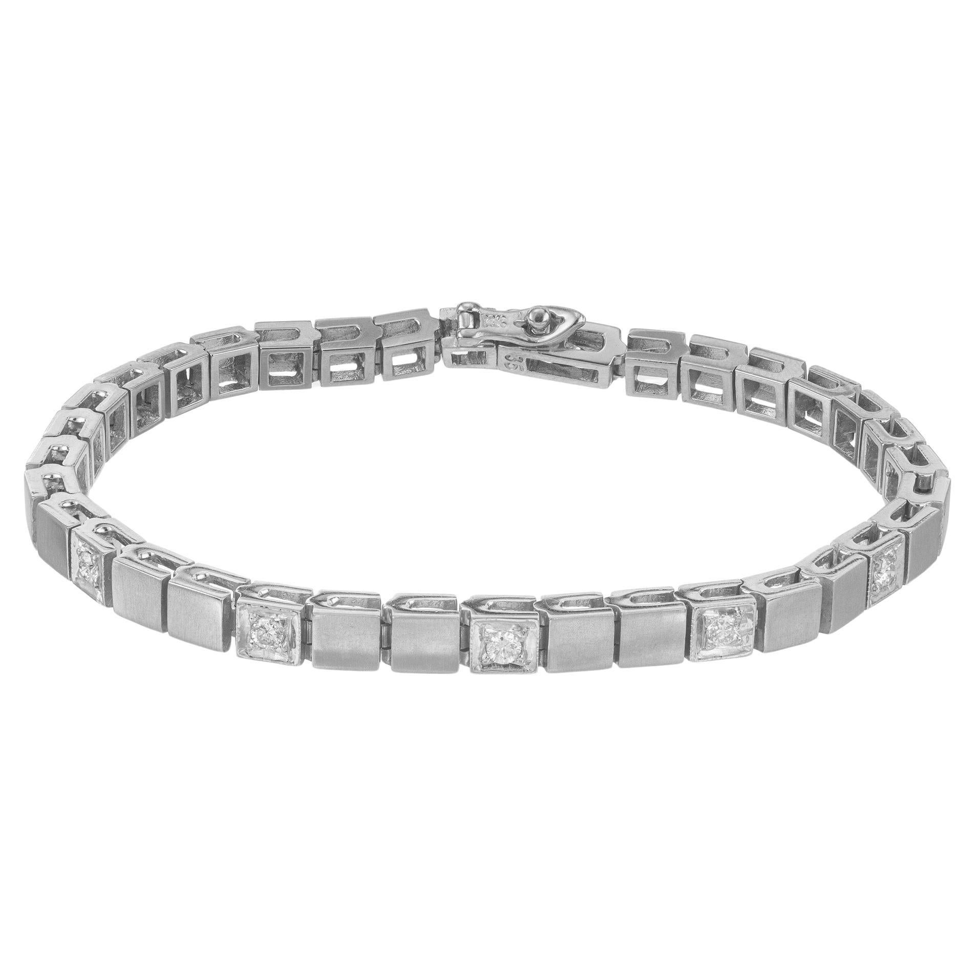 .75 Carat Diamond White Gold Hinged Box Link Bracelet
