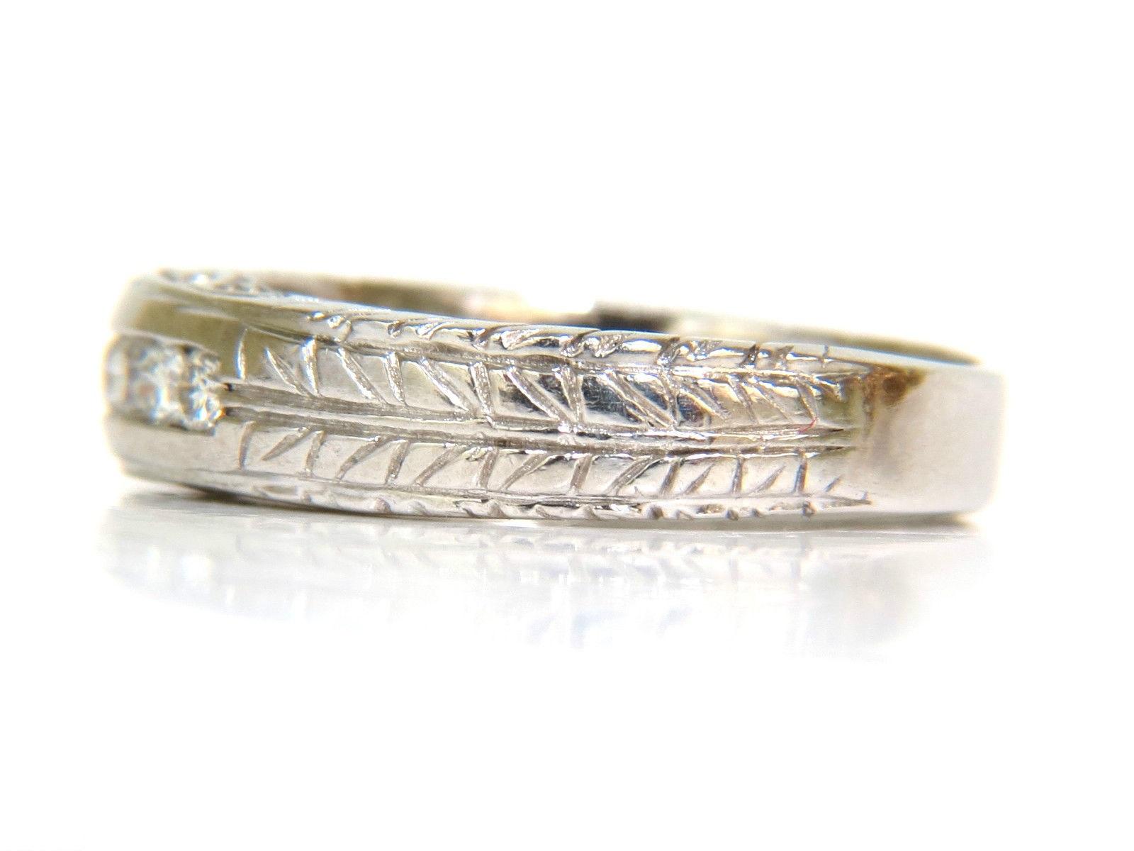 Women's or Men's .75 Carat Diamonds Channel Deco Gilt Etched Scaling Shank Ring For Sale