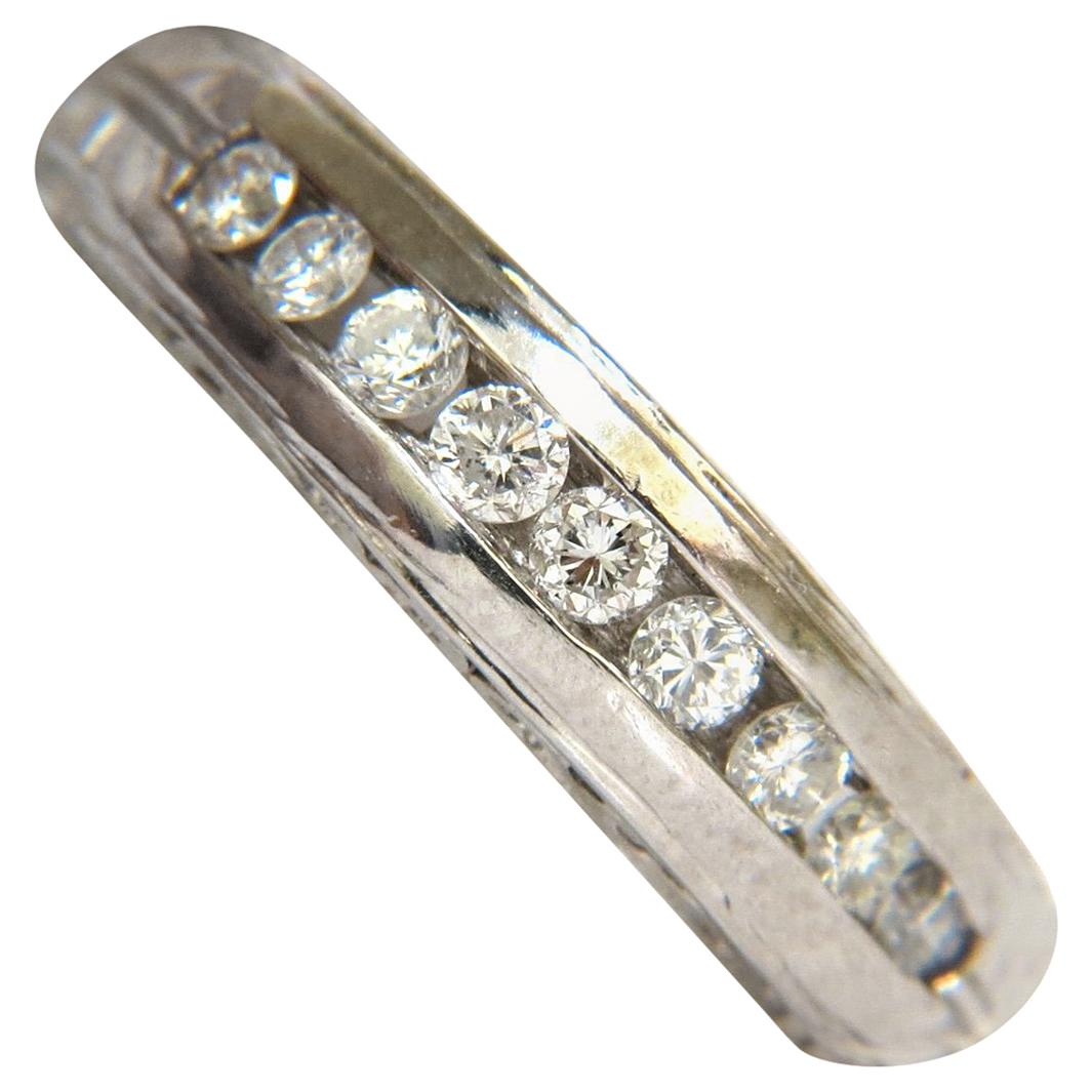 .75 Carat Diamonds Channel Deco Gilt Etched Scaling Shank Ring For Sale
