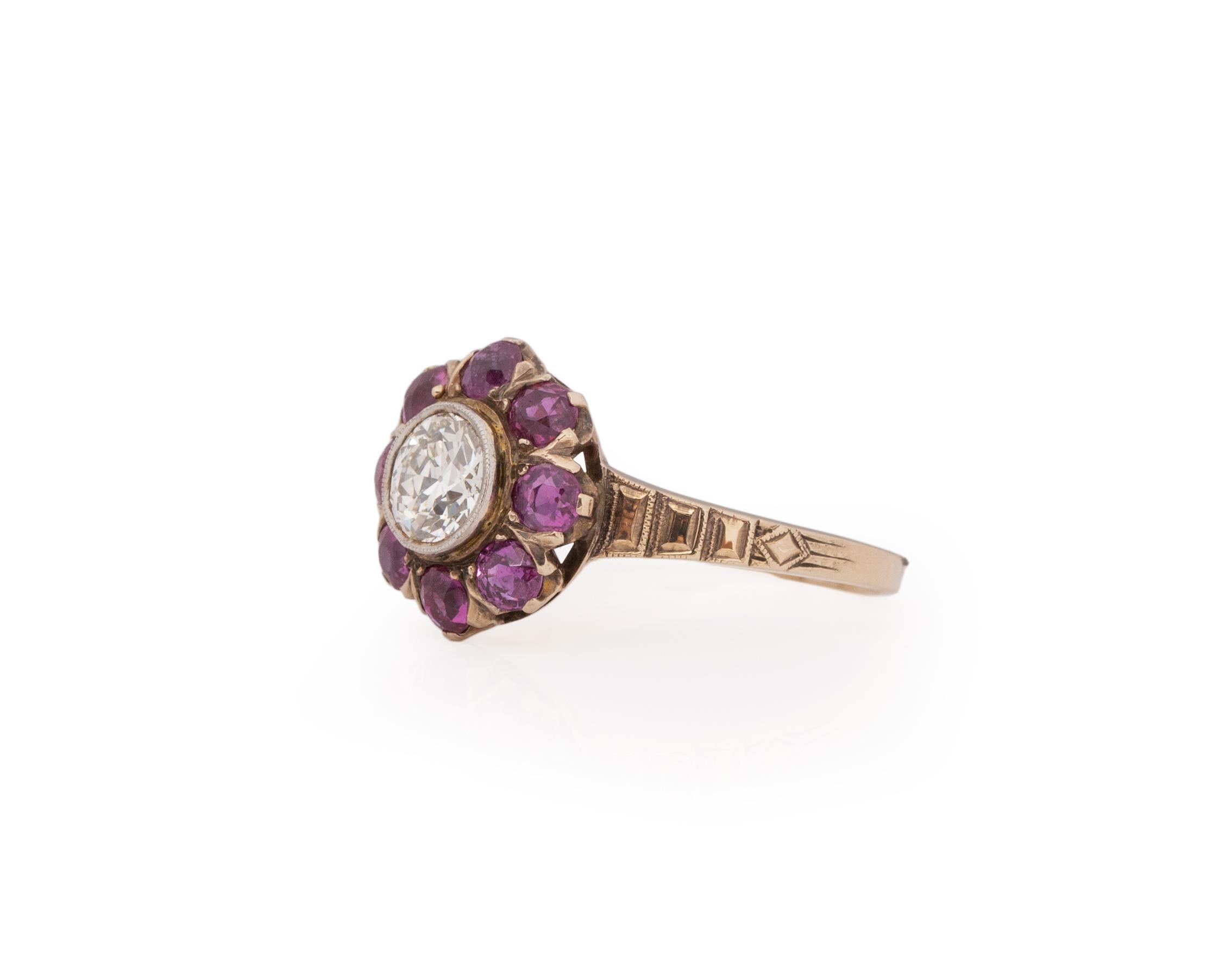 Édouardien Bague de fiançailles édouardienne en or jaune 14 carats de 0,75 carat en vente