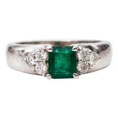 .75 Carat Emerald and Diamond 18 Karat White Gold Ring