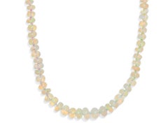 Genuine 75 Carat Sparkling Fire Opal Beaded 14K Gold Necklace