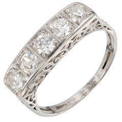 .75 Carat Five-Diamond Filigree Art Deco Platinum Ring