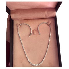 7.5 Carat Graduated Natural Diamond Riviera Tennis Necklace in 14k Gold