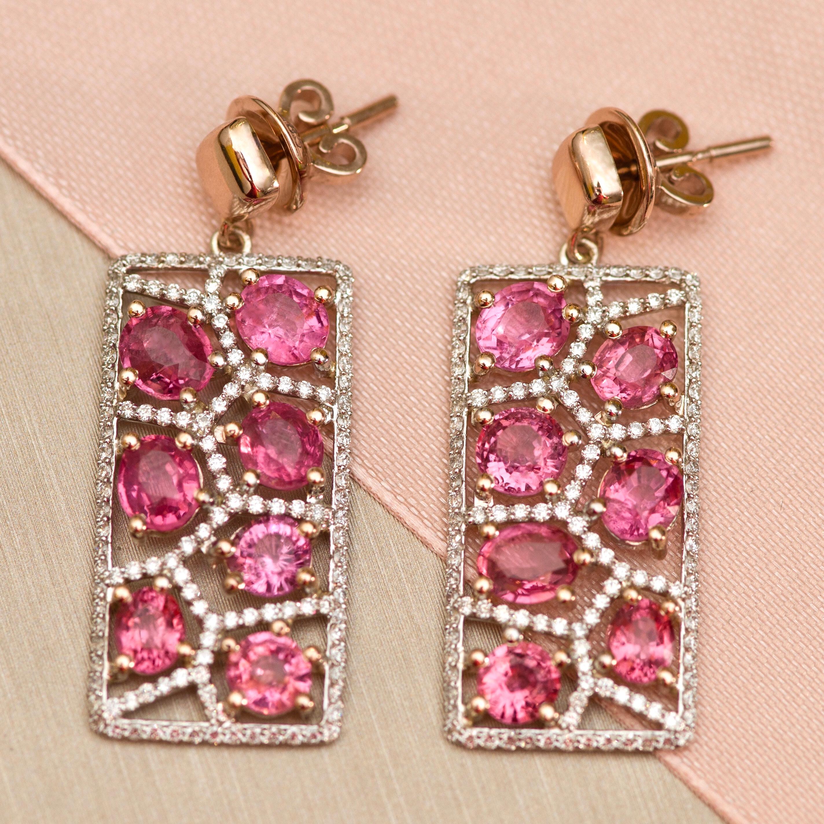 hot pink rose gold earrings