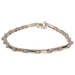 .75 Carat Natural Diamond Tennis Bracelet White and Yellow Gold 14 Karat
