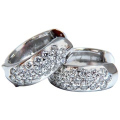 .75 Carat Natural Diamonds Huggie Hoop Earrings 14 Karat Gold*