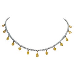 Collar de Diamantes Amarillos Mixtos Naturales de 7,5 Quilates en Oro Amarillo y Blanco de 18 K