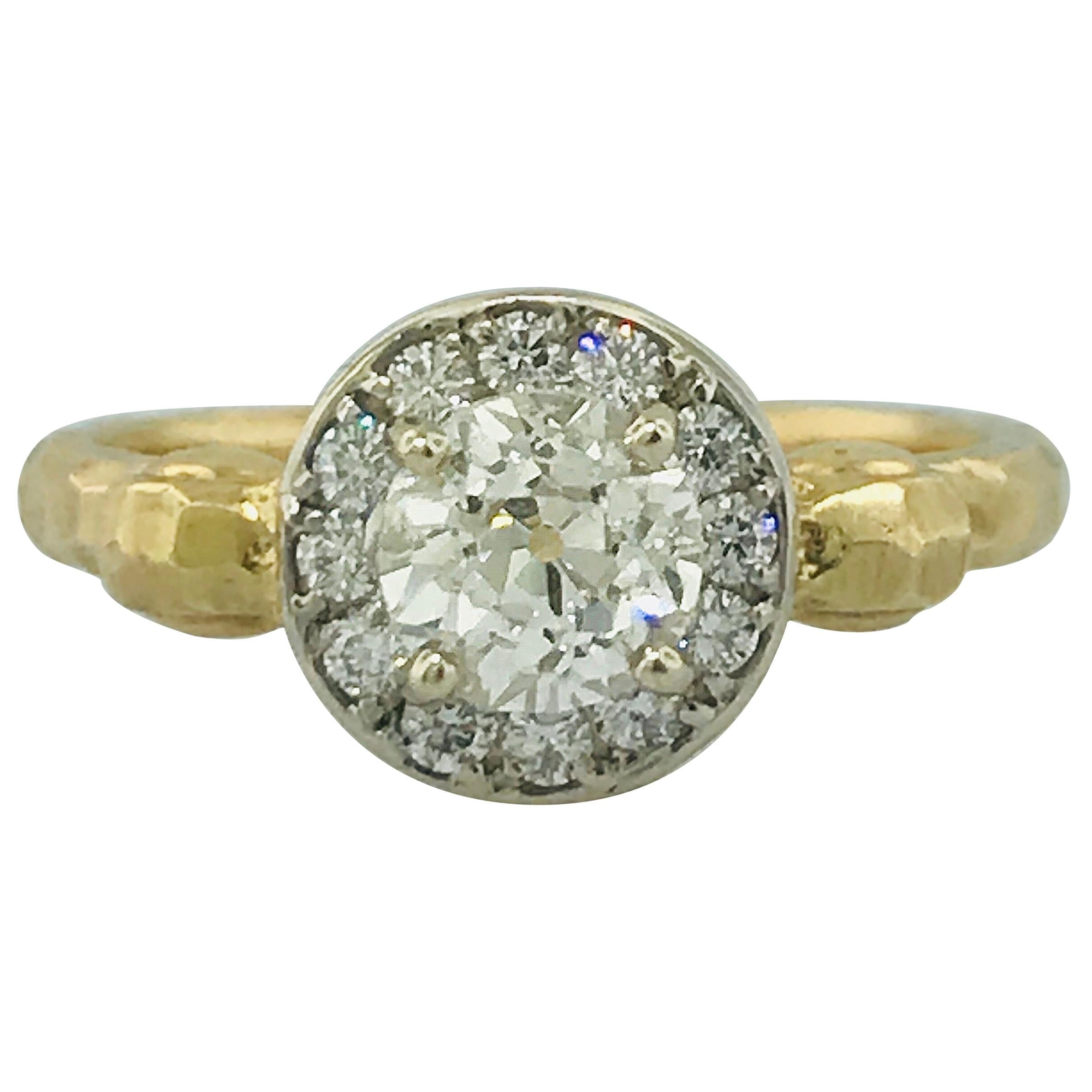 .75 Carat Old European Round Diamond Handmade Engagement Ring in 18