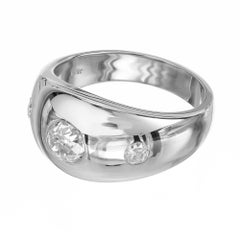 .75 Carat Old Mine Diamond White Gold Unisex Gypsy Ring