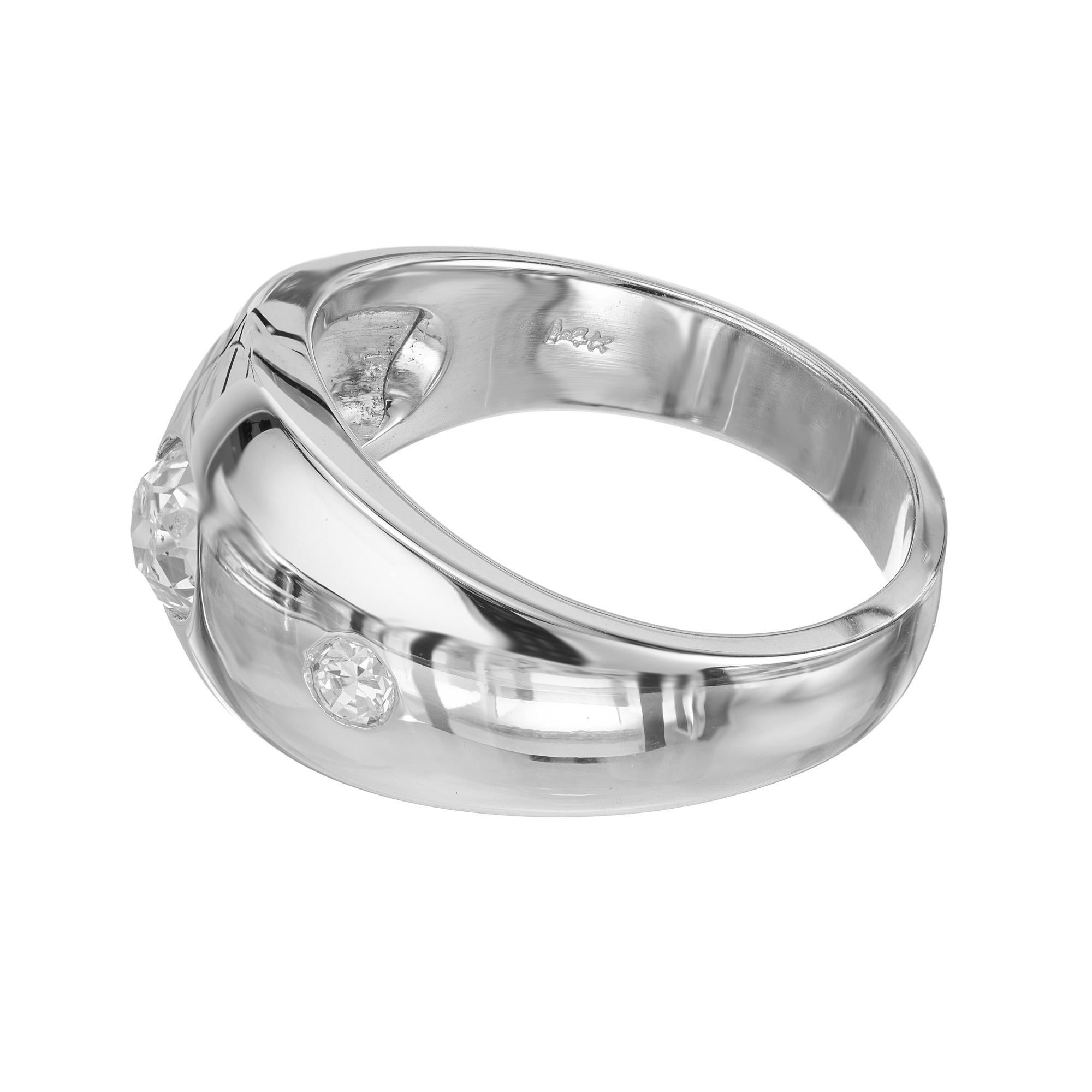 .75 Karat Old Mine Diamant Weißgold Unisex Zigeuner Ring im Zustand „Hervorragend“ im Angebot in Stamford, CT