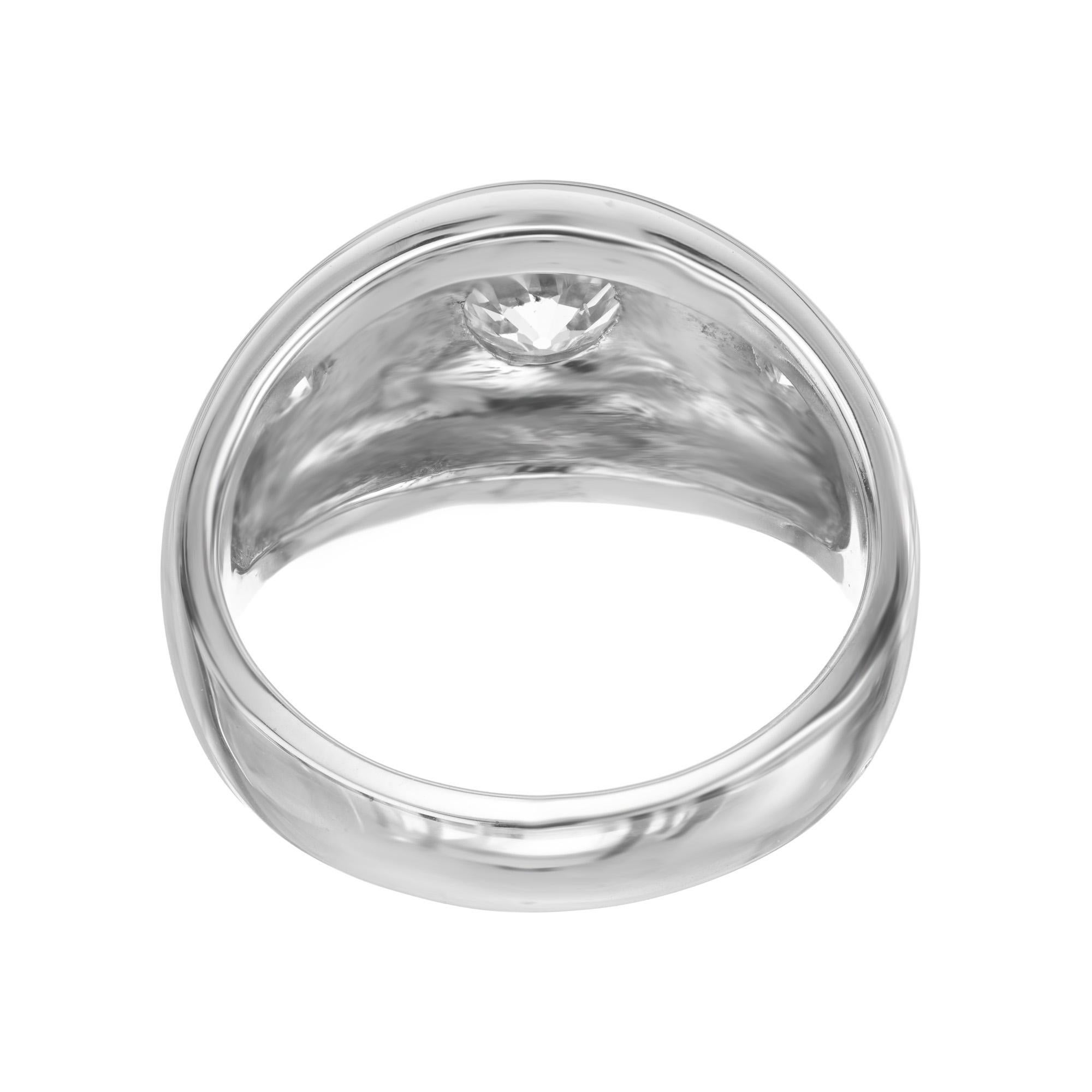 .75 Karat Old Mine Diamant Weißgold Unisex Zigeuner Ring im Angebot 1