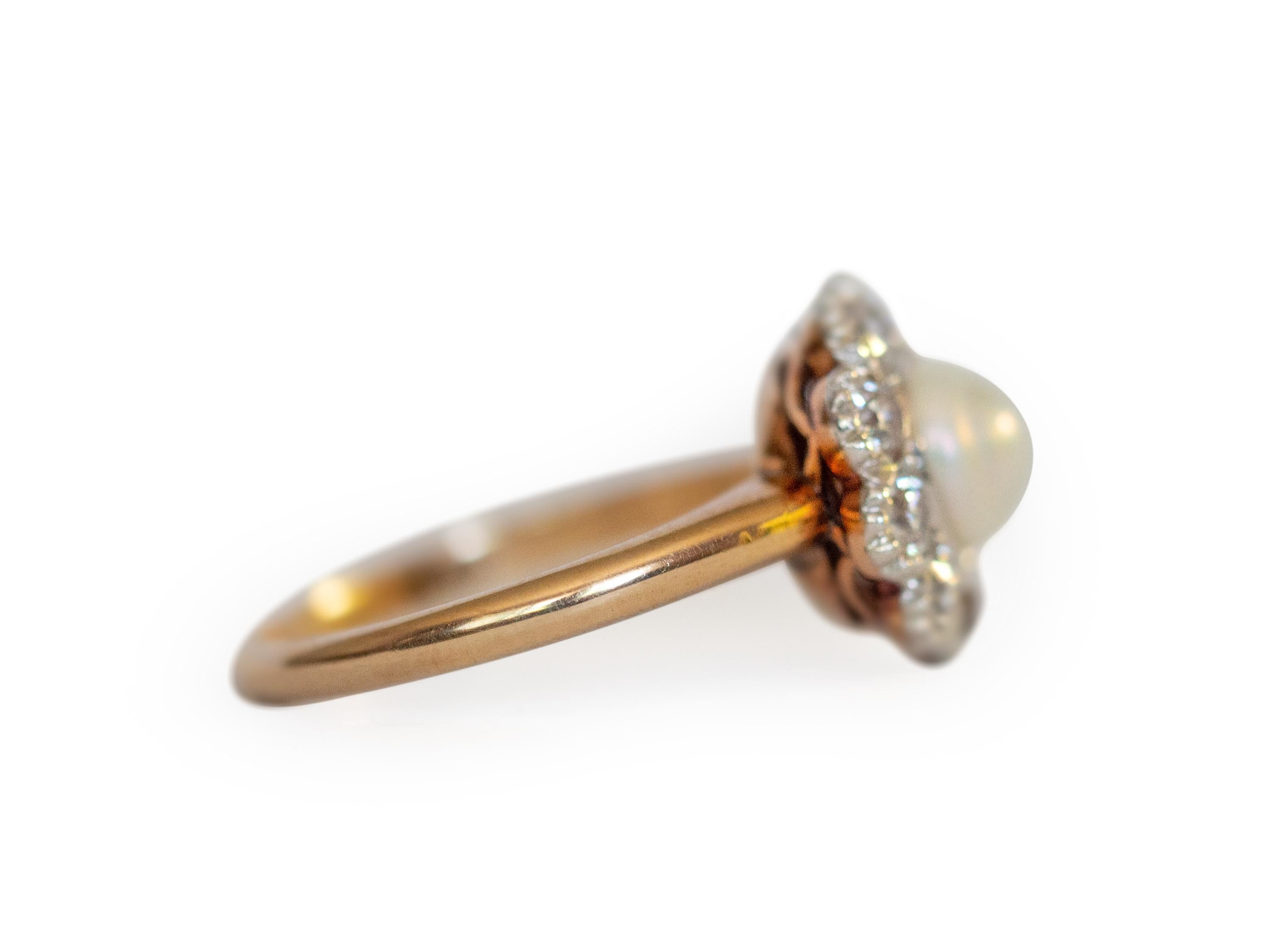 Edwardian .75 Carat Pearl Yellow Gold and Platinum Ring