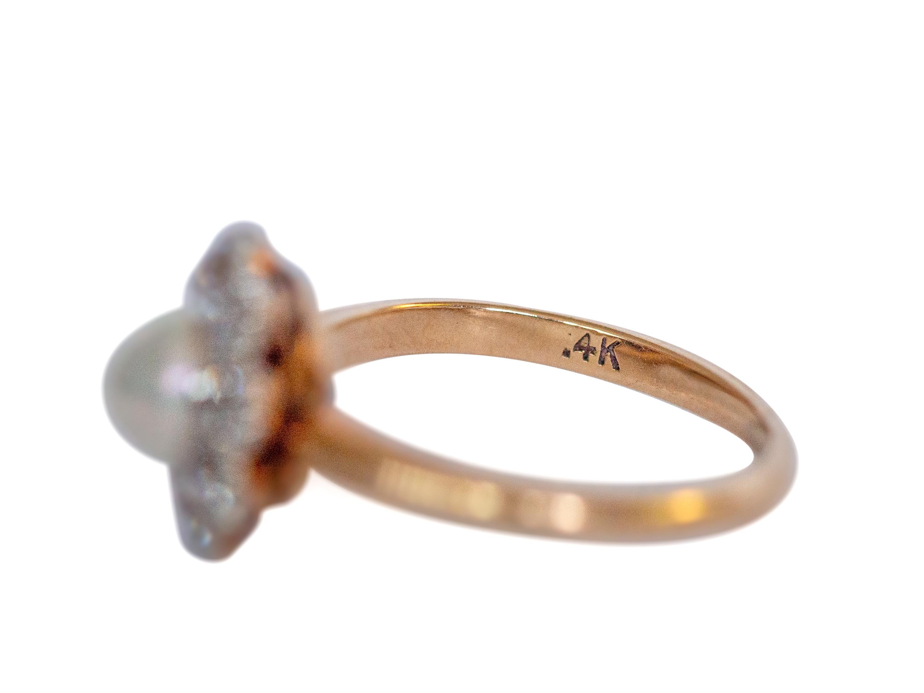 .75 Carat Pearl Yellow Gold and Platinum Ring In Good Condition In Atlanta, GA