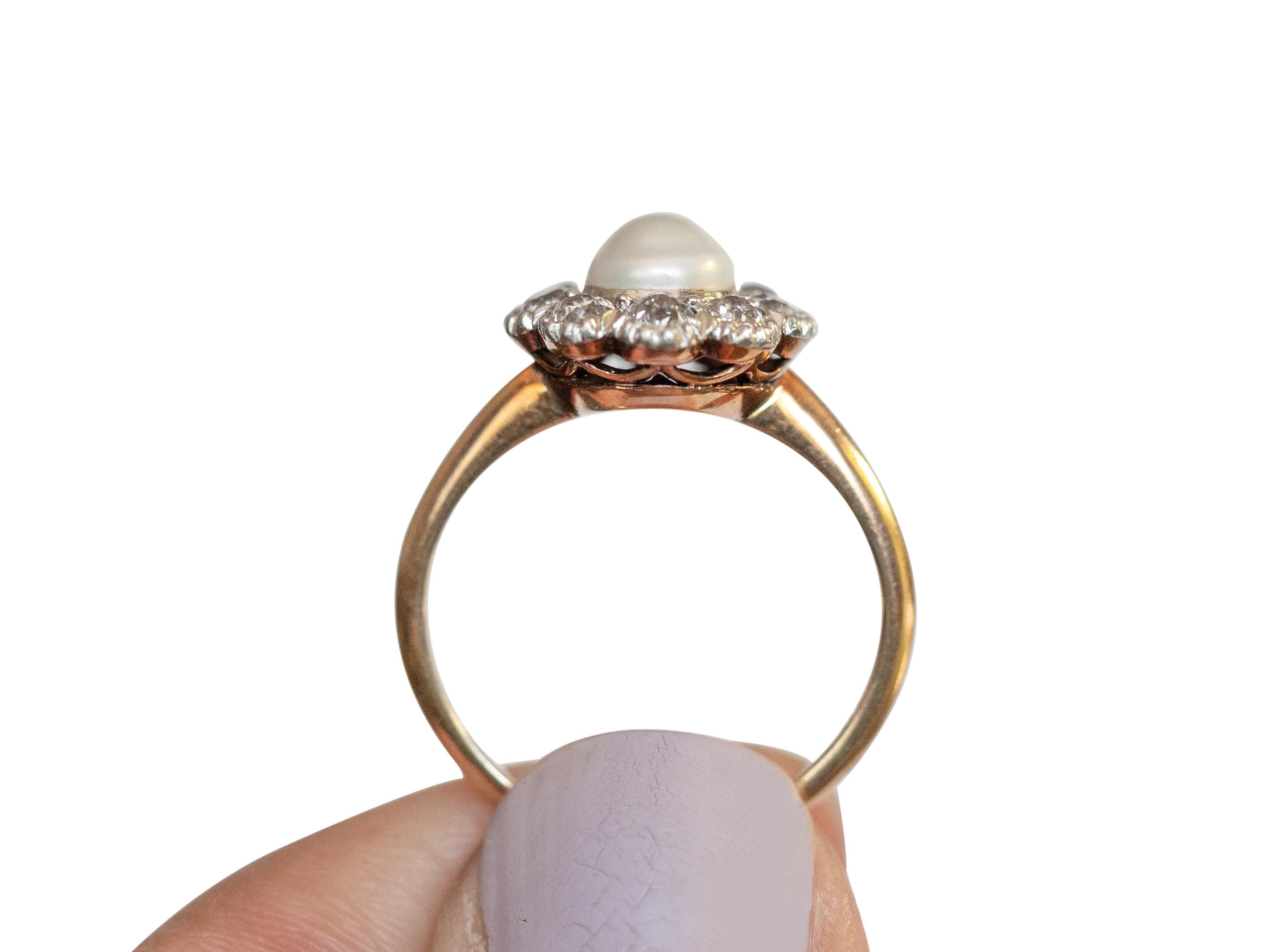 Women's .75 Carat Pearl Yellow Gold and Platinum Ring