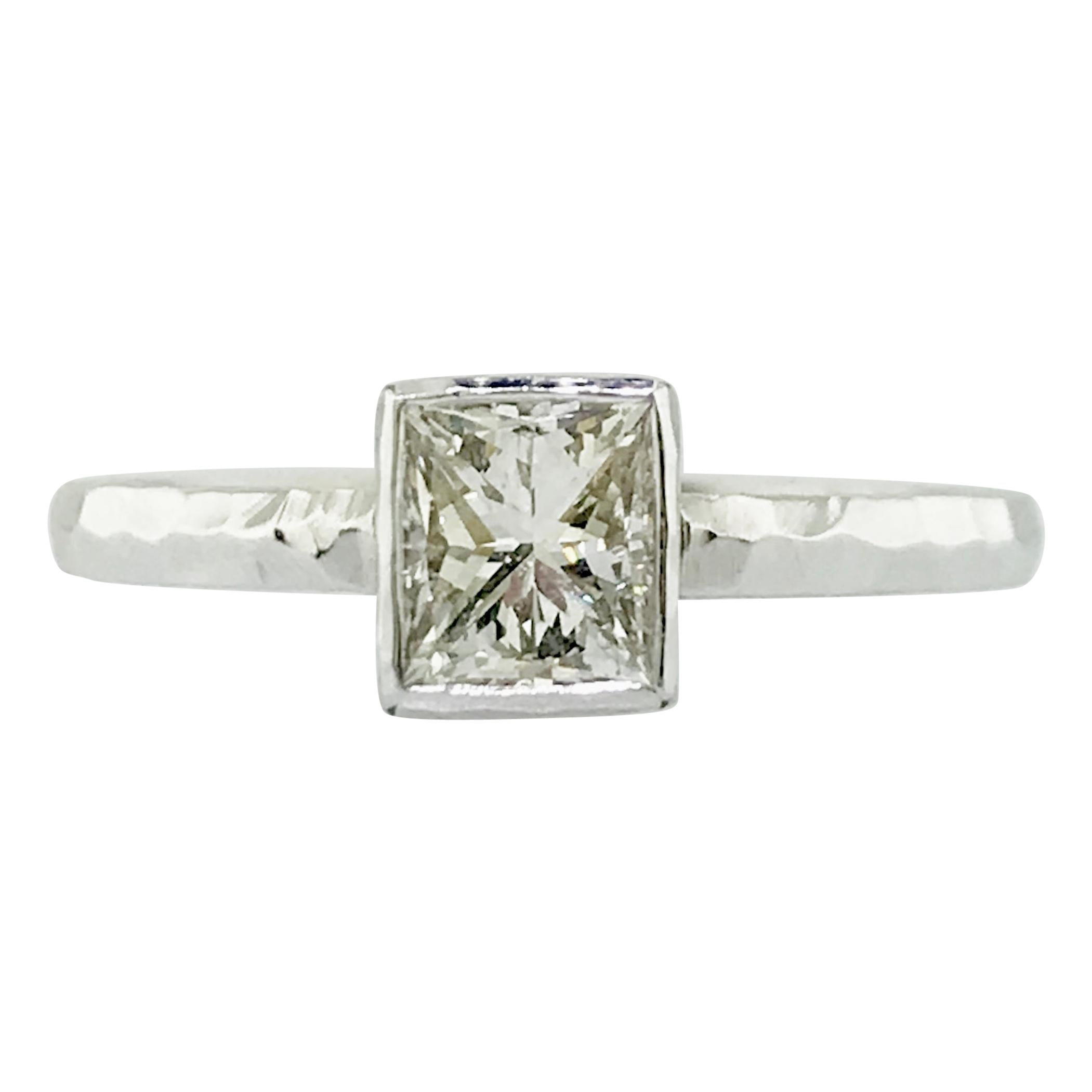 .75 Carat Princess Cut Diamond Handmade Modern Solitaire Engagement Ring