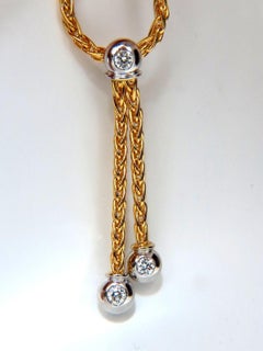 .75 Carat Round Brilliant Diamonds Dangling Bolo Tie Form Necklace 18 Karat G/VS