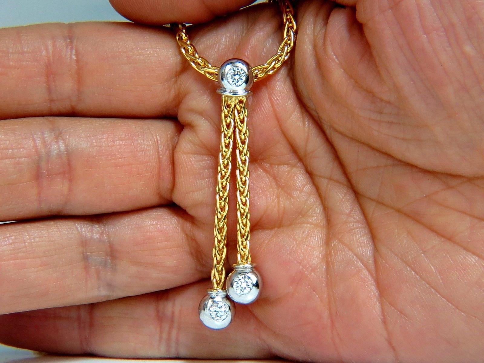 .75 Karat Runder Brillant Diamanten Dangling Bolo Krawatte Form Halskette 18 Karat G/VS im Zustand „Neu“ im Angebot in New York, NY