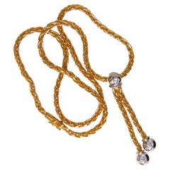 .75 Carat Round Brilliante Diamonds Dangling Bolo Tie Form Necklace 18 Karat G/VS