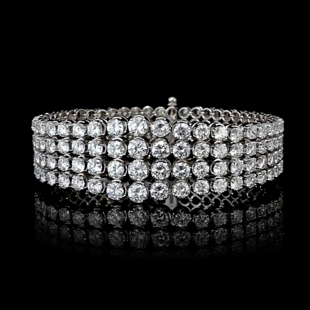 Art Déco Collana e bracciale Chandelier in platino con diamanti taglio rotondo da 75 carati in vendita